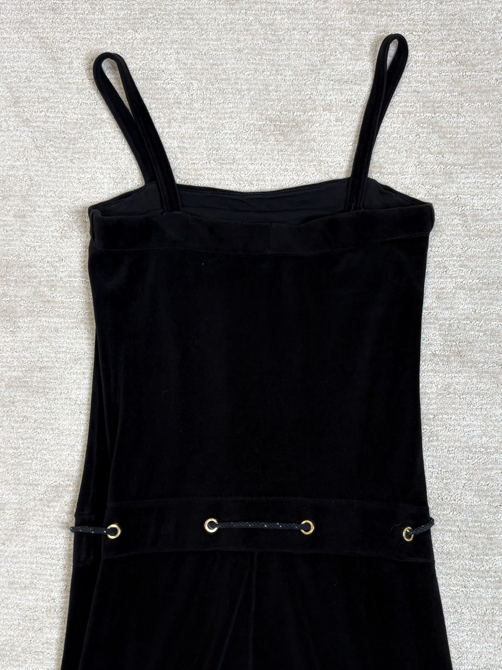 Juicy Couture Velvet Jumpsuit Size Large Black Plush Stretch Velour One Piece - Picture 5 of 11